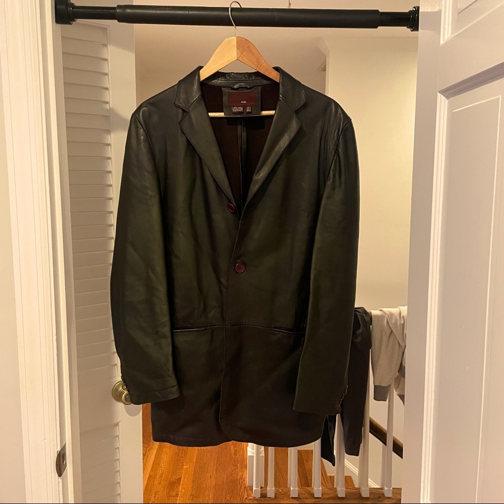 Vintage Zara long leather blazer coat